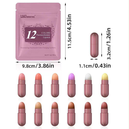 Capsule Lipstick - Pack of 12 - Long-Lasting Velvet Matte & Highly Pigmented