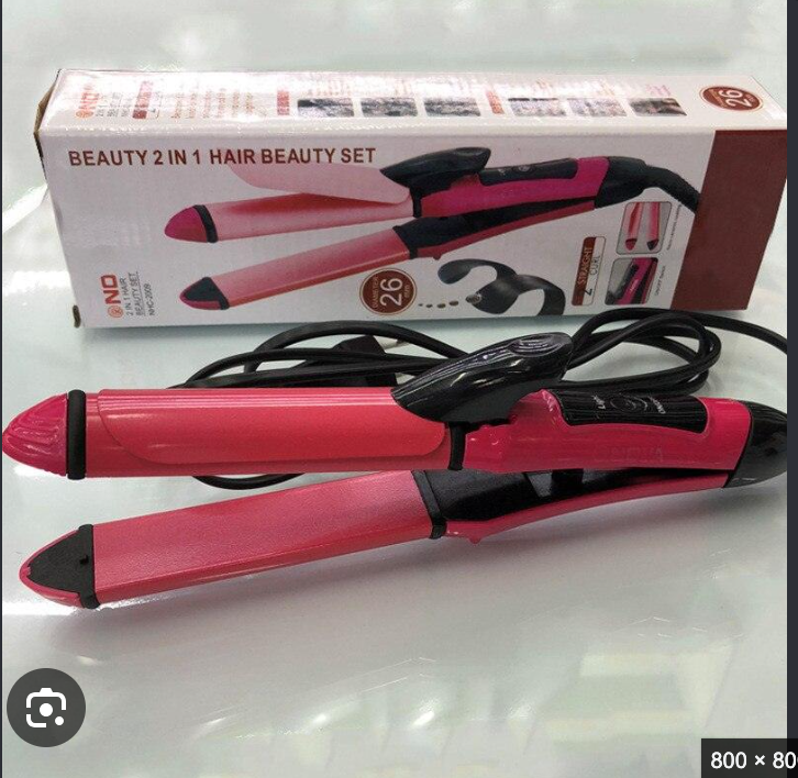 Beauty 2 in 1 hair beauty set curling and straightening iron