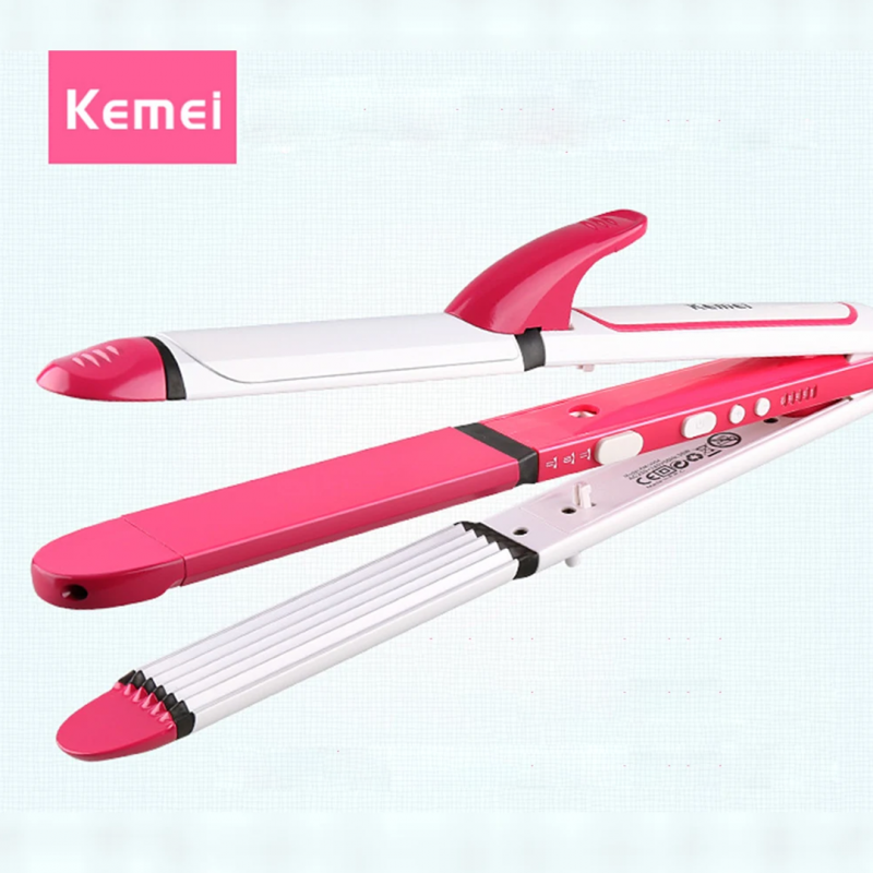 Kemei KM-1291 3-in-1 hair straightener close-up