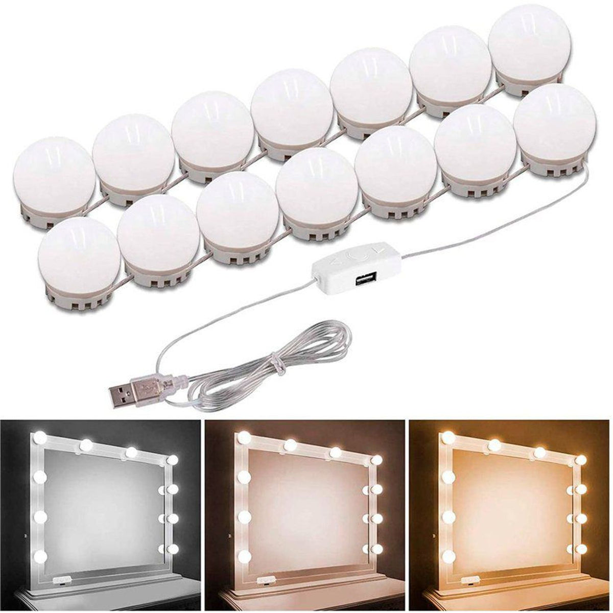 10 bulb LED vanity mirror lights on makeup mirror