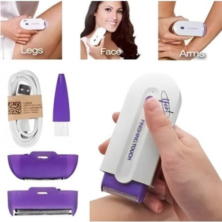 Finishing Touch hair remover with interchangeable heads and accessories